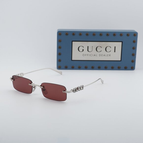 Gucci GG1808S 004 Rectangle Sunglasses - Silver/Violet main image 9
